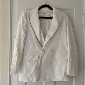 Never Worn! Favorite Daughter Size S Linen White Double-Breasted Blazer